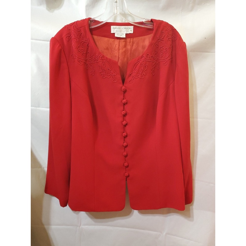 Maggy London Women XL Petite Jacket Red Christmas Holidays‎ Lined